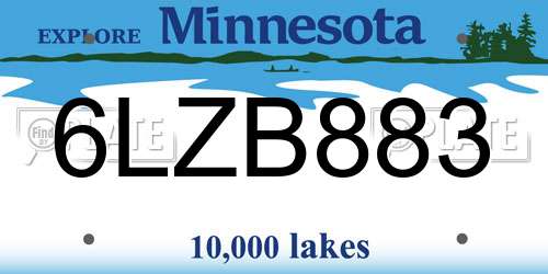 6LZB883 Minnesota License Plate