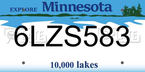 6LZS583 Minnesota License Plate