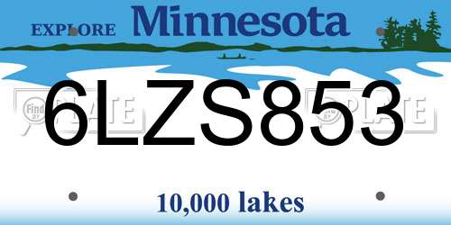 6LZS853 Minnesota License Plate