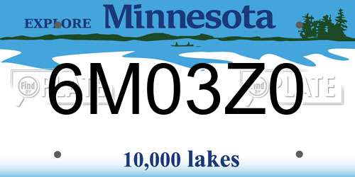 6M03Z0 Minnesota License Plate