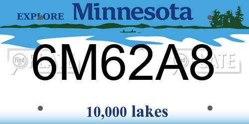 6M62A8 Minnesota License Plate