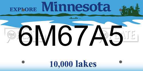 6M67A5 Minnesota License Plate