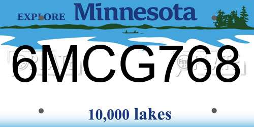 6MCG768 Minnesota License Plate