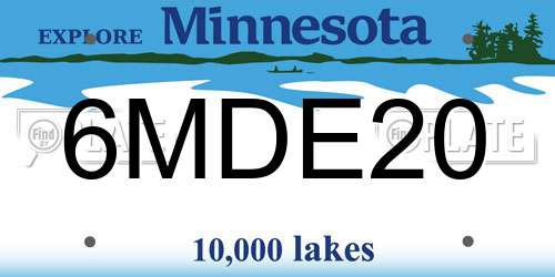 6MDE20 Minnesota License Plate