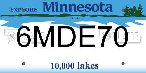 6MDE70 Minnesota License Plate
