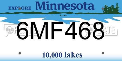 6MF468 Minnesota License Plate
