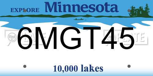 6MGT45 Minnesota License Plate