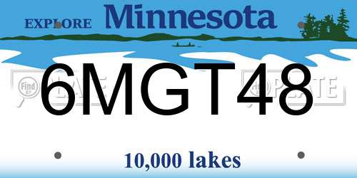 6MGT48 Minnesota License Plate