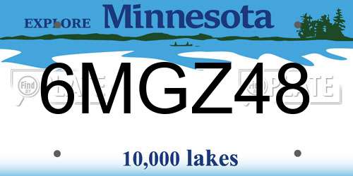 6MGZ48 Minnesota License Plate