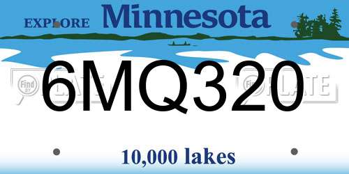 6MQ320 Minnesota License Plate