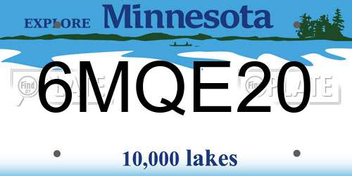 6MQE20 Minnesota License Plate