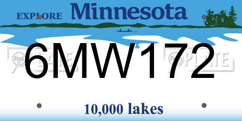 6MW172 Minnesota License Plate