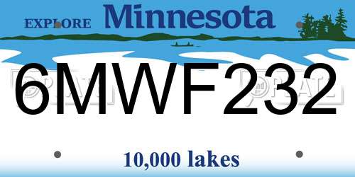 6MWF232 Minnesota License Plate