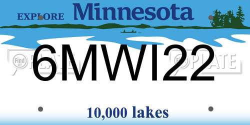 6MWI22 Minnesota License Plate