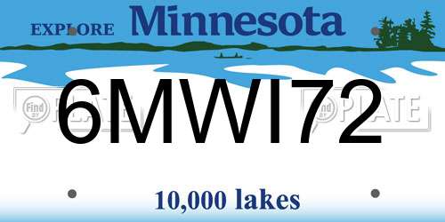 6MWI72 Minnesota License Plate