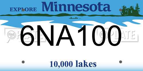6NA100 Minnesota License Plate