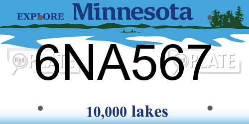 6NA567 Minnesota License Plate