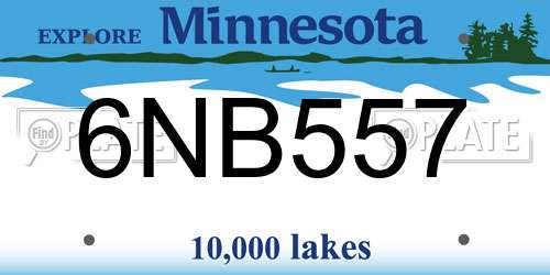 6NB557 Minnesota License Plate