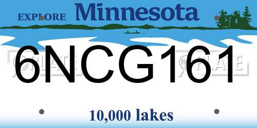 6NCG161 Minnesota License Plate