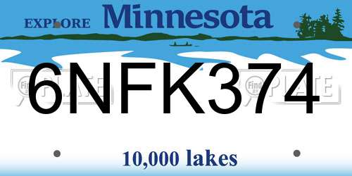 6NFK374 Minnesota License Plate