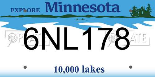 6NL178 Minnesota License Plate