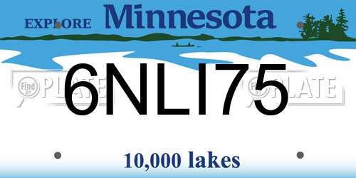 6NLI75 Minnesota License Plate
