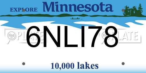 6NLI78 Minnesota License Plate