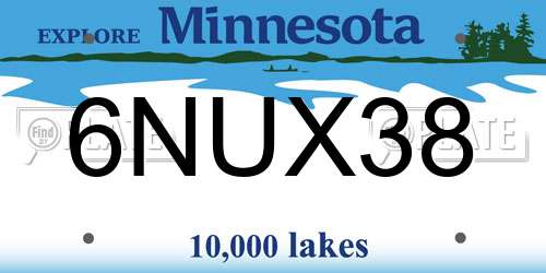 6NUX38 Minnesota License Plate