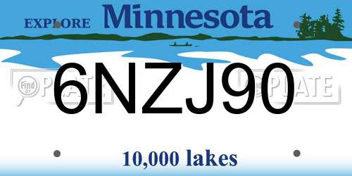 6NZJ90 Minnesota License Plate