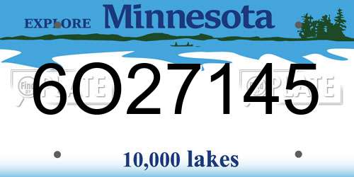 6O27145 Minnesota License Plate