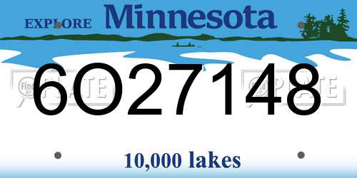 6O27148 Minnesota License Plate