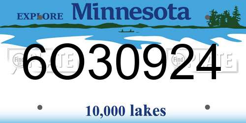 6O30924 Minnesota License Plate
