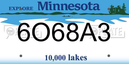 6O68A3 Minnesota License Plate