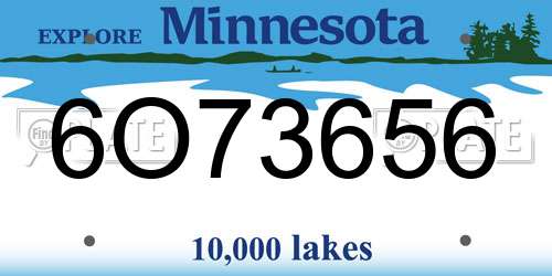 6O73656 Minnesota License Plate