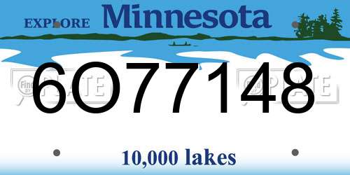 6O77148 Minnesota License Plate