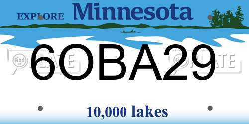 6OBA29 Minnesota License Plate