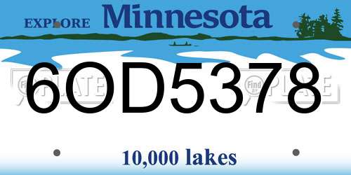 6OD5378 Minnesota License Plate
