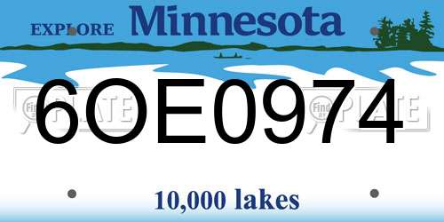 6OE0974 Minnesota License Plate