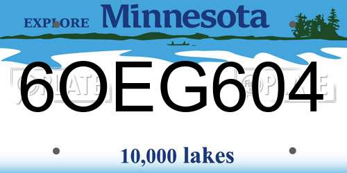6OEG604 Minnesota License Plate