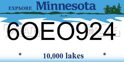 6OEO924 Minnesota License Plate