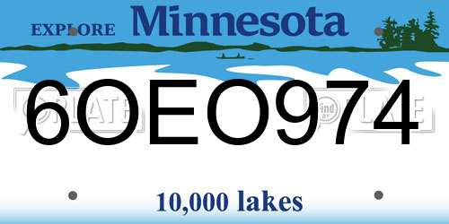 6OEO974 Minnesota License Plate
