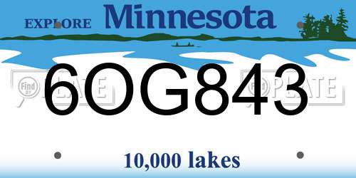 6OG843 Minnesota License Plate