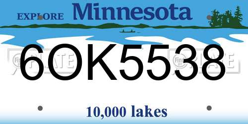 6OK5538 Minnesota License Plate