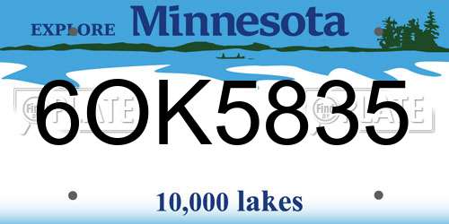 6OK5835 Minnesota License Plate