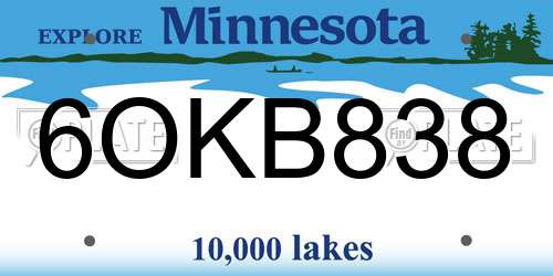 6OKB838 Minnesota License Plate