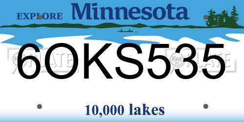 6OKS535 Minnesota License Plate