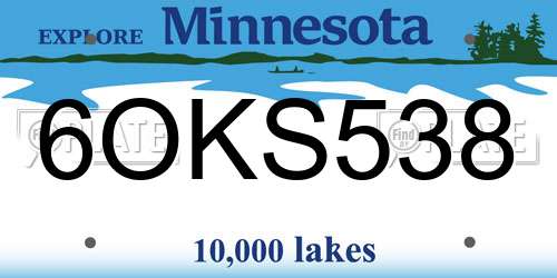 6OKS538 Minnesota License Plate