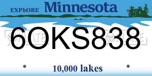 6OKS838 Minnesota License Plate