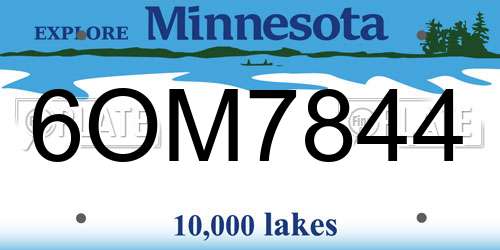 6OM7844 Minnesota License Plate