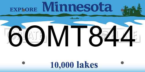 6OMT844 Minnesota License Plate